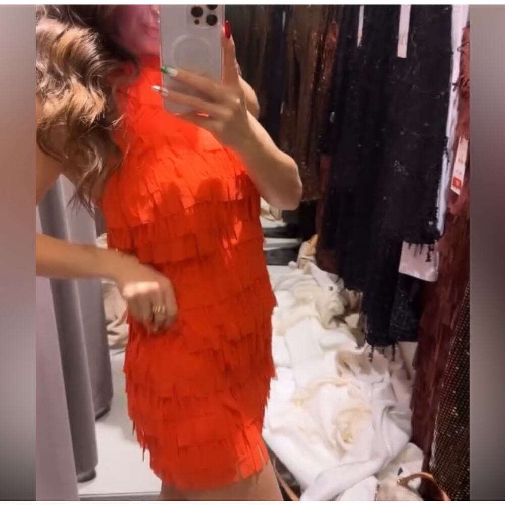 ZARA BLOGGER FAVORITE FRINGED TULLE HALTER DRESS - Picture 4 of 13